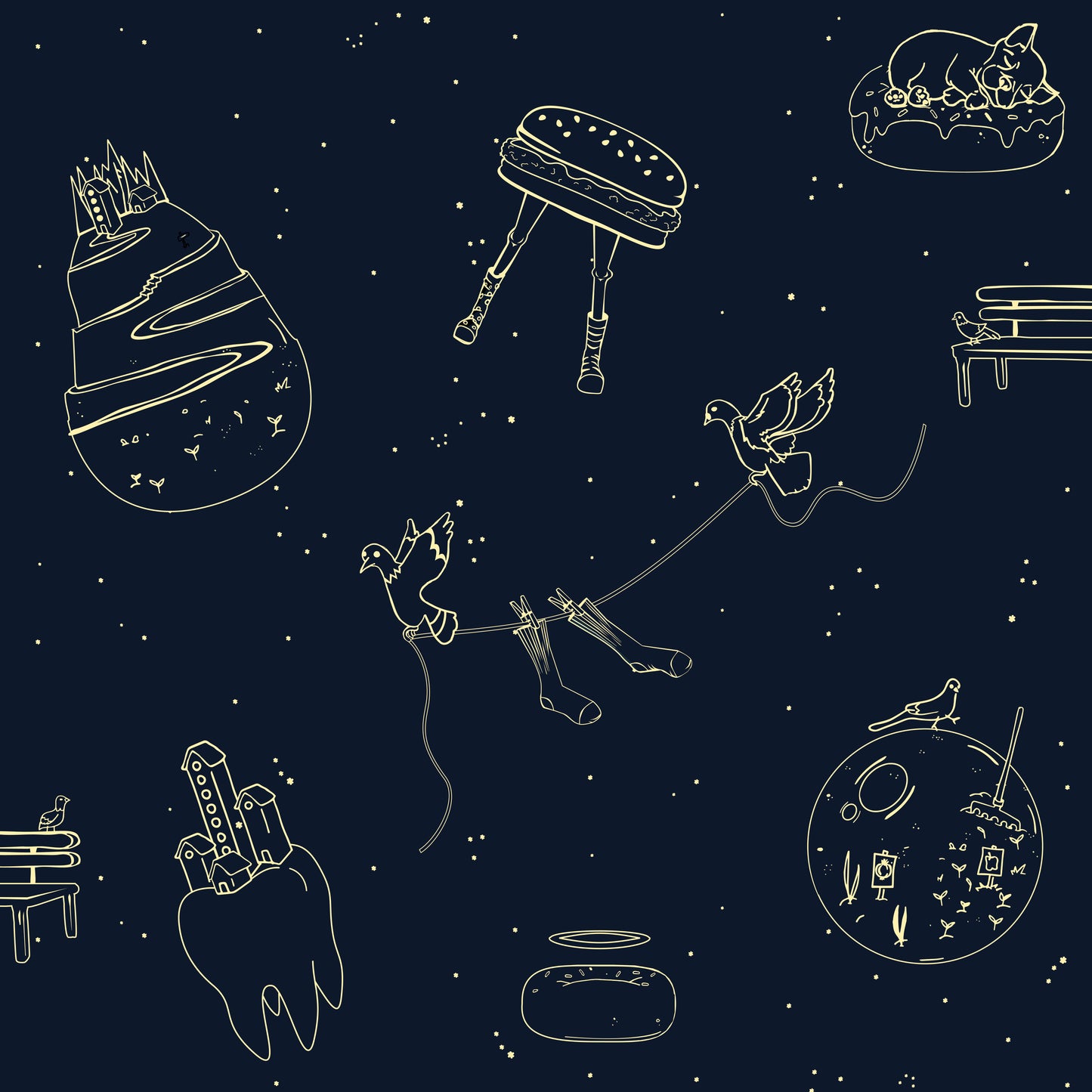 Pajama Pants - A Galaxy of Rambles in Gold